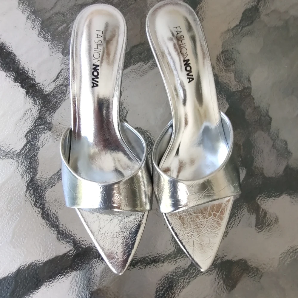 Fashion Nova Silver Sleek Sandal - Picture 2 of 8